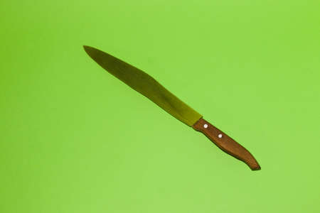 knife whose blade is made of green leaf, creative summer eco design, natural knifeの写真素材