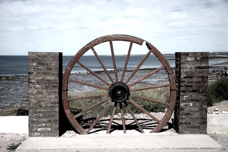 beach panorama las grutas argentinaの写真素材