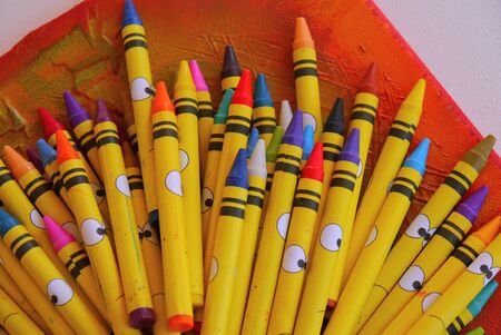 wax pens colours painting drawing Artist Tools artの写真素材