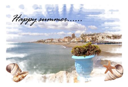 Summertime Beach Holiday greeting cardの写真素材