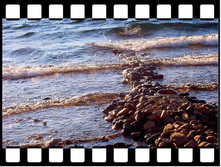 water river stones flow power balanceの写真素材