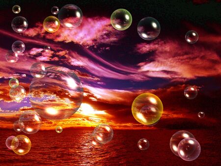 sunset at the beach ocean panoramaの写真素材