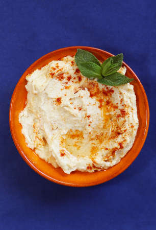 Tasty hummus in a bowl.の写真素材