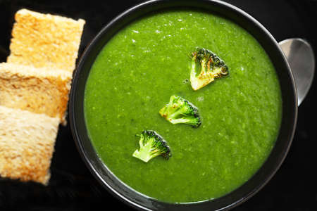 Broccoli soup in a bowl.の写真素材