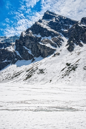 Peaks in the mountains, Black Pond crawler, Tatra Mountains, Polandの写真素材
