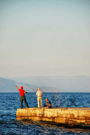 Fishermen at the dockのeditorial素材