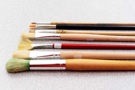 Oil painting brushes horizontal