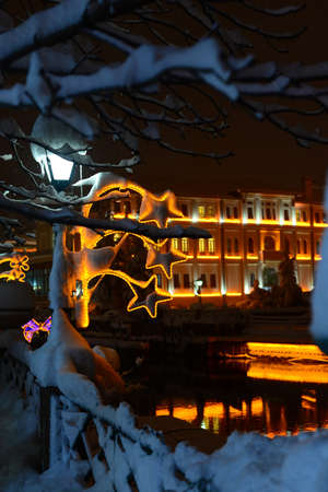 Winter scene in city centerの写真素材