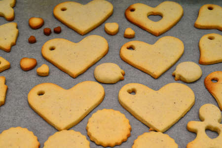 Cookies baked in trayの写真素材