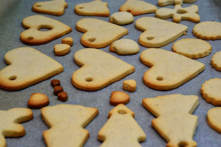 Cookies baked in trayの写真素材