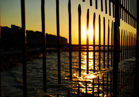 Sunset view from the banistersの写真素材