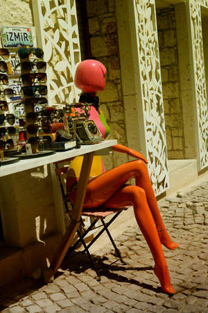 Model sitting on the chairの素材