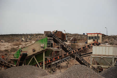 Gravel piles in the mining factoryの写真素材