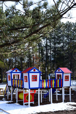 Child park in snowの写真素材