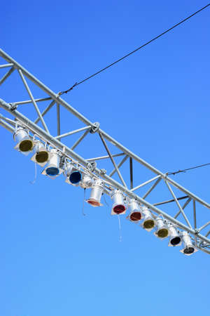 Stage lights on steel girdersの写真素材