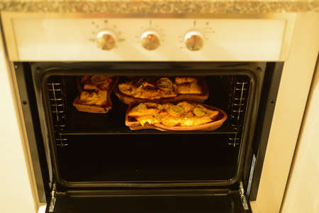 Salmon fish cooked in ovenの写真素材