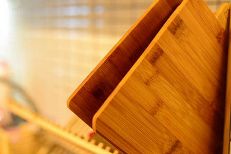 Bread board close up in the kitchenの写真素材