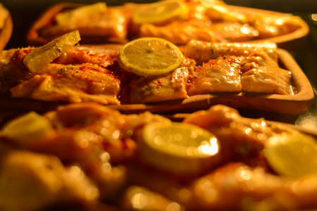Salmon fish cooked in ovenの写真素材