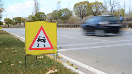 Bendy road ahead signの写真素材
