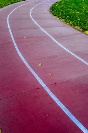 Empty running course track in autumn