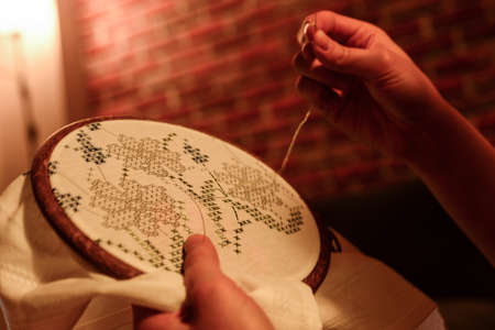 Cross stitch embroideryのeditorial素材