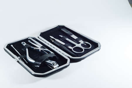 Manicure set on isolated backgroundの写真素材