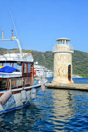 Lighthouse and yachtsのeditorial素材