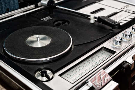 Retro turntable close up view