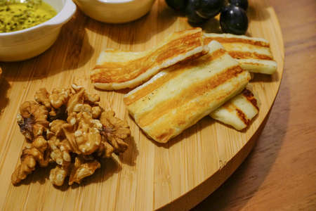 Cheeese and walnuts appetizers for you toの写真素材