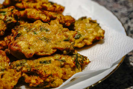 Zucchini Vegetable patty Hash brownsの写真素材