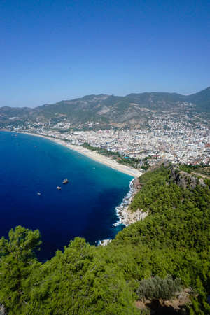 Alanya coastline from famous Alanya castleの写真素材
