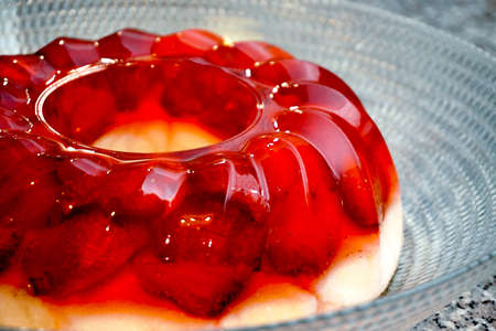 Strawberry Cake with gelatin close up view