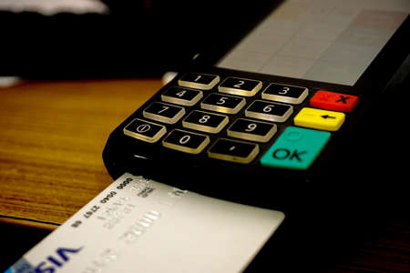 Making a payment cardの写真素材