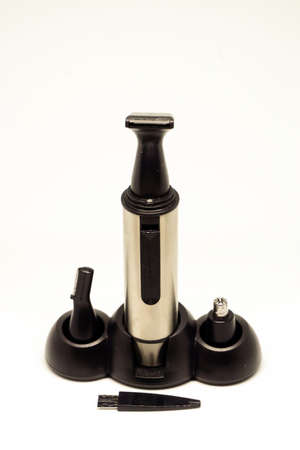 Men Body shaver grooming kit on white isolated backgroundの写真素材