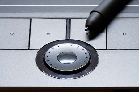 Drawing tablet and stylus close up viewの写真素材