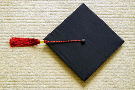 Graduation cap on white background close up viewの写真素材