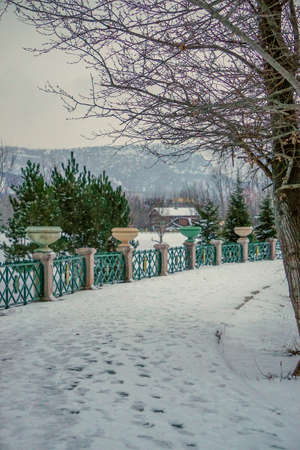 Eskisehir porsuk river in snowy winterの写真素材