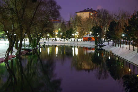 Eskisehir porsuk river in snowy winterの写真素材
