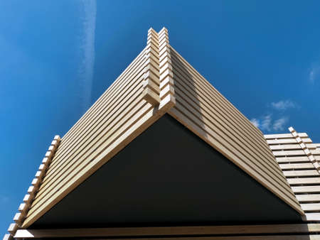 Wooden outer wall girders of modern museum in Eskisehir
