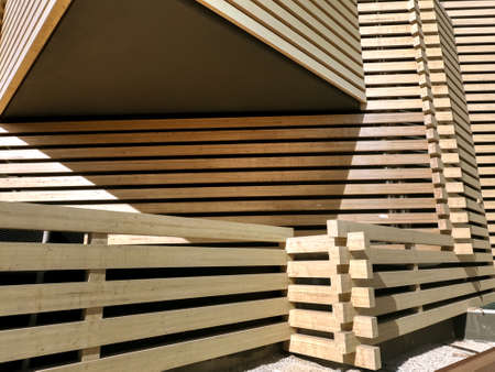 Wooden outer wall girders of modern museum in Eskisehirのeditorial素材