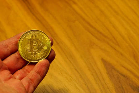 Bitcoin symbol coin close up viewの写真素材