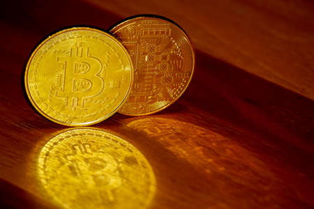 Bitcoin symbol coin close up viewの写真素材