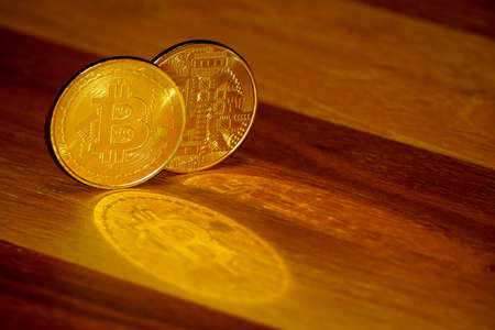 Bitcoin symbol coin close up viewの写真素材