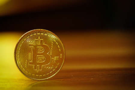 Bitcoin symbol coin close up viewの写真素材