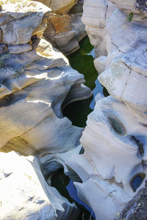 Tasyaran Valley natural park in Usak Turkey water worn out rocks in millions of yearsの写真素材