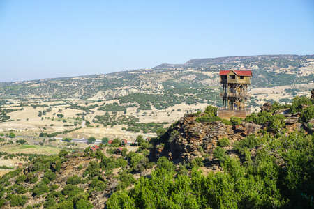 Tasyaran Valley natural park in Usak Turkey water worn out rocks in millions of yearsの写真素材