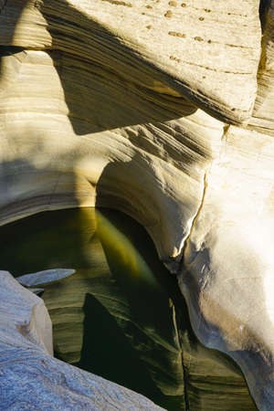 Tasyaran Valley natural park in Usak Turkey water worn out rocks in millions of yearsの写真素材