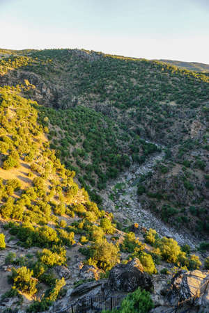 Tasyaran Valley natural park in Usak Turkey water worn out rocks in millions of yearsの写真素材