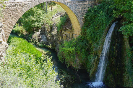 Clandras Bridge on Banaz river in Usak Turkey made by Phrygians and hydro electric centralの写真素材