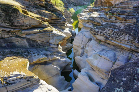 Tasyaran Valley natural park in Usak Turkey water worn out rocks in millions of yearsの写真素材